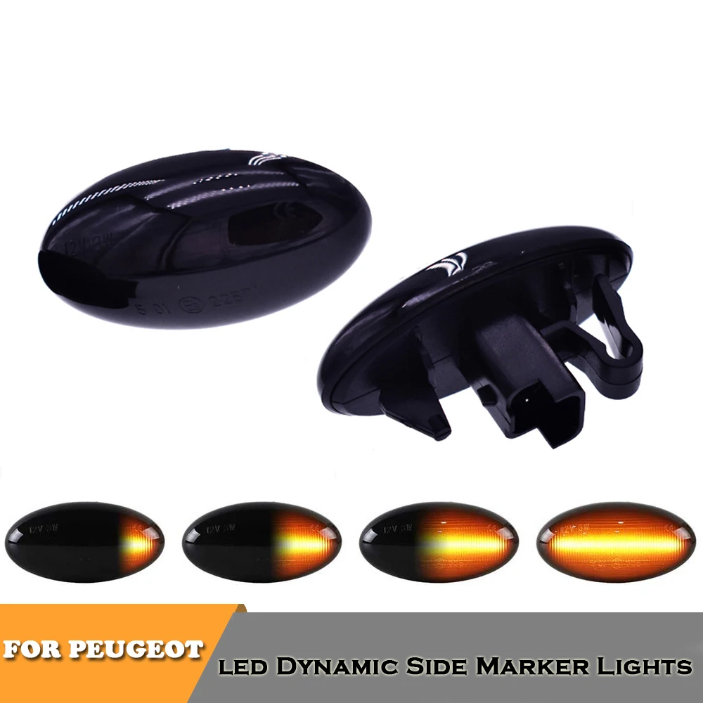 2x Sequential Flashing Side Marker Turn Signal Lights For Peugeot 1007