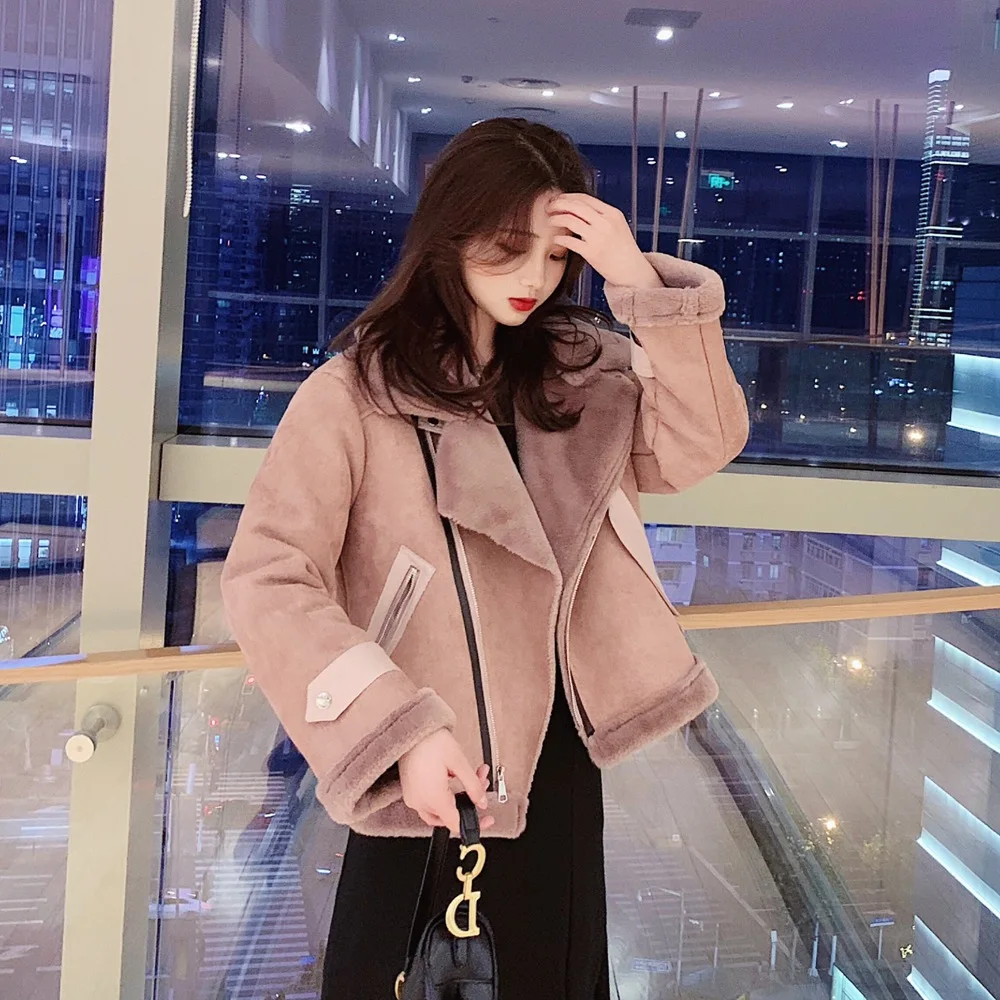 

Photo Shoot 2019 Winter New Style Fashionable WOMEN'S Dress Retro CHIC-Style Suede Imitation Rabbit Fur Cropped Jacket