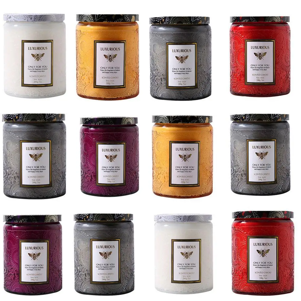 Fragrant Candles Glass Jar Smokeless Soy Wax Stress Relief Scented Candles Gift Box For Valentines Day Wedding Dining Home Decor