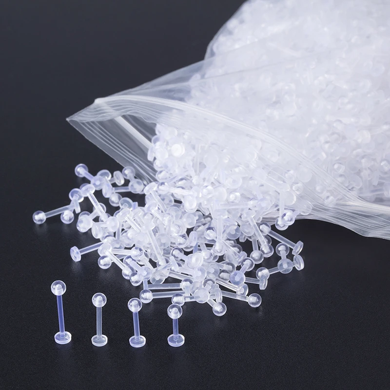 Piercing Jewelry Body Piercing Earrings Ear Piercing Jewelry Body Piercing Jewelry Body Jewelry 10pcs Clear Acrylic Lip Stud Piercing Labret Ring Bioflex Ear Cartilage Earring Bar Tragus Helix Retainer Flexible