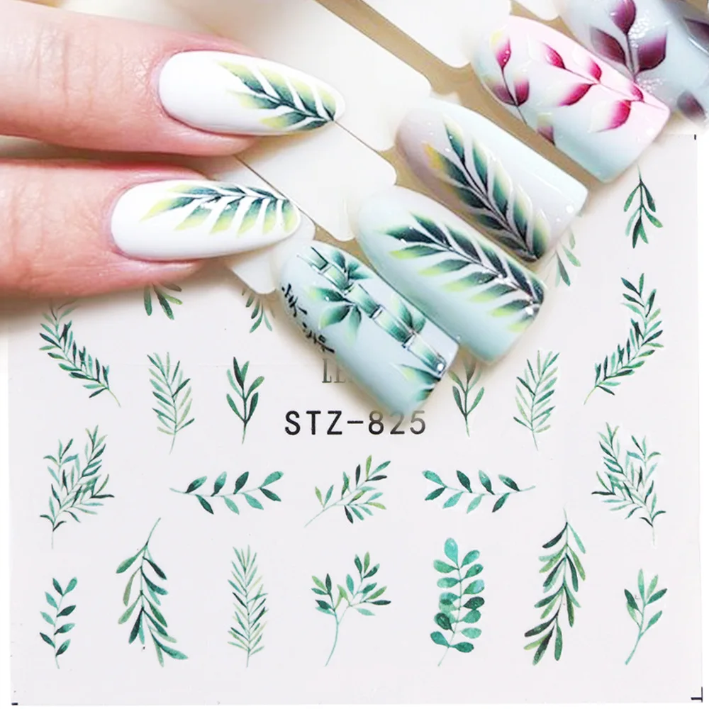

Green Leaf Rose 1 Piece Nail Sticker European and American Popular Elements Green Leaf Rose Nail Sticker NailSticker Nails