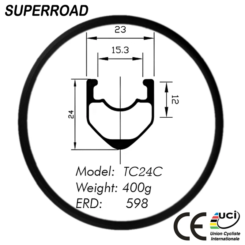 Special Price 23mm Wide 24mm Deep 700C Toray Tubeless Carbon Road Bicycle Bike Rims | Спорт и развлечения