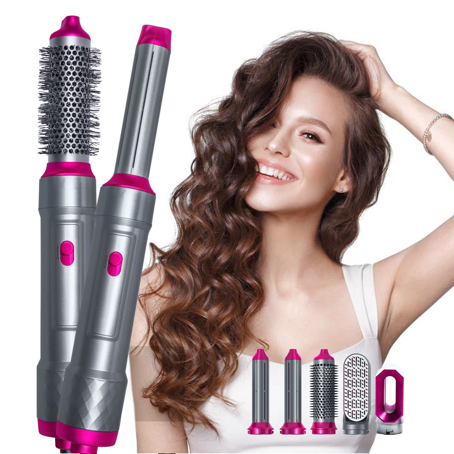 Electric Hair Styler Dryer 5 In 1 Curler Automatic Straightener Brush Dry Wet Set 新入荷 流行