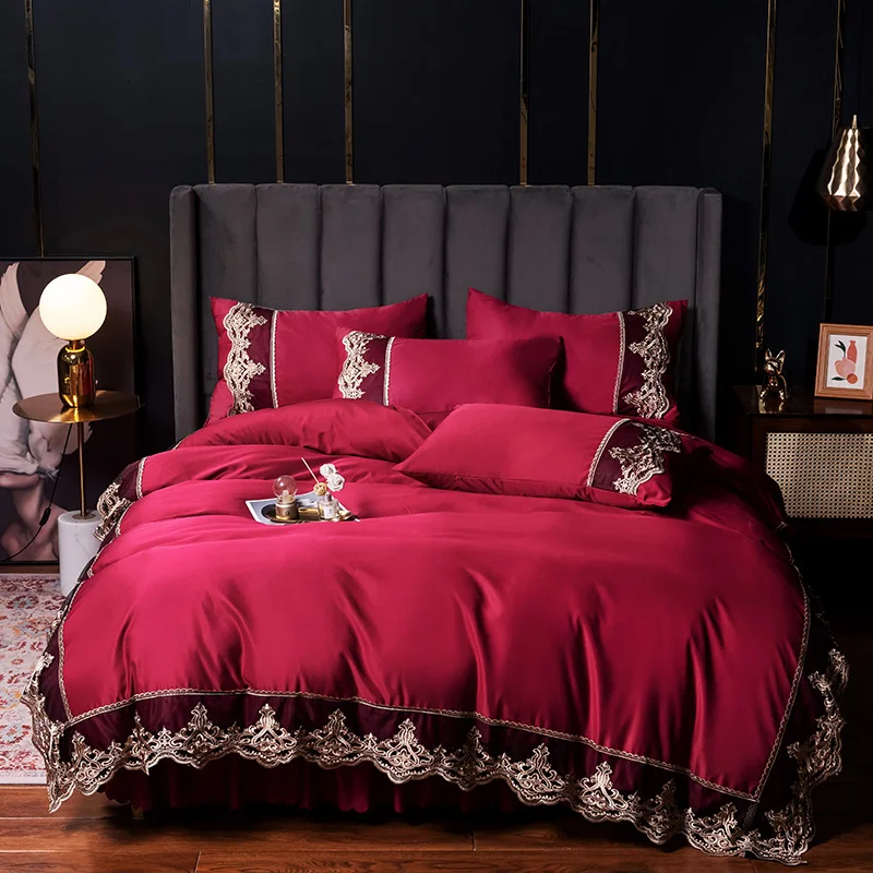 Washed Silk 4Pcs Set Spring And Summer New Product Lace Embroidery