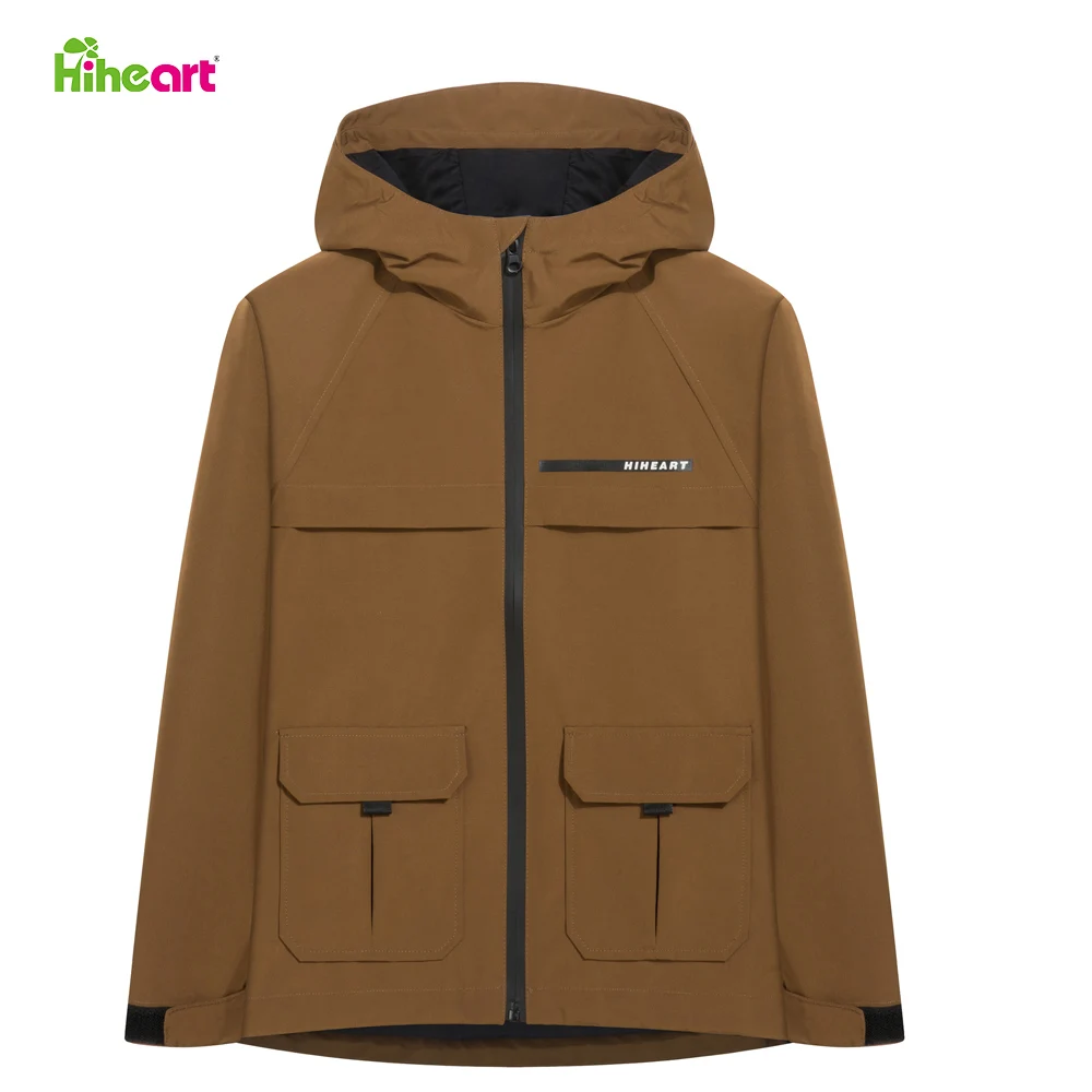 

Hiheart 3-10T Kids Boys Jacket Hooded Waterproof Windproof Coat Autumn Spring Solid Color Windbreakaer Lightweight Outerwear