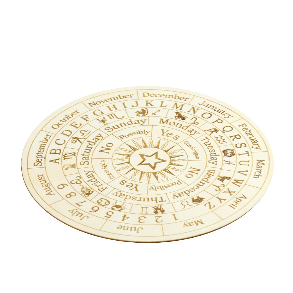 Description Picture 5 of itemWooden Twelve Constellation Divination Pendulum Board Sign Home Decor Star Sun Moon Altar Message Board Meditation Coaster Craft