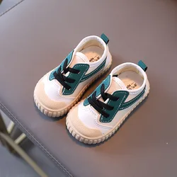 Tênis casuais antiderrapantes para meninos, sapatos de lona para recém nascidos, com fundo macio, respirável, para meninos e meninas