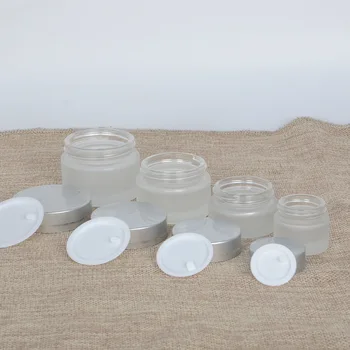 

Frosted Glass Cream Jar Cosmetic Container 5-100g Cosmetic Jars Silver Gold Lid Glass Bottle Make Up Container Empty Jars Travel