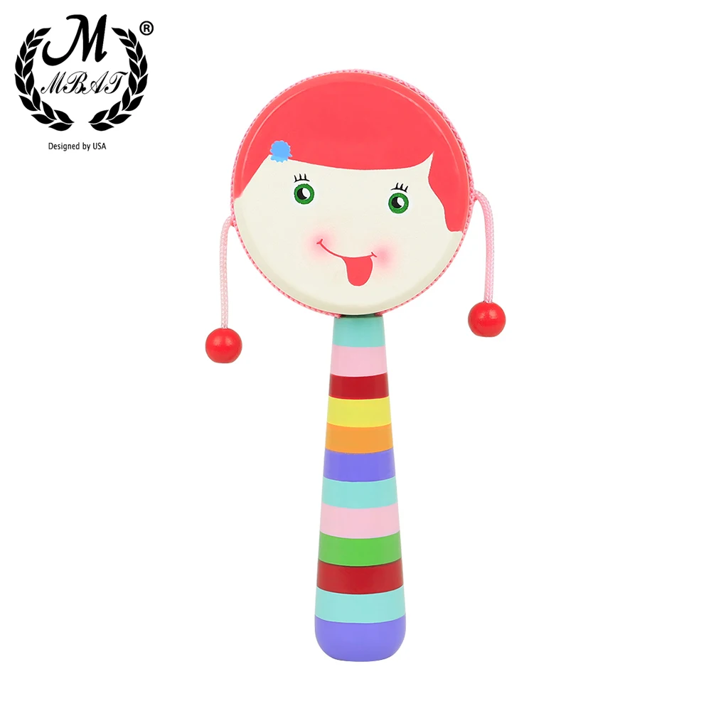 M MBAT SY-88 Orff Pink Rattle Portable Cartoon Little Girl Rattle Children's Educational Music Toys Percussion Instruments