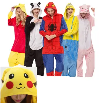 

Cute Warm Pajama Set Spiderman Pokemon Go Cosplay Onesies for Adults Panda Pyjamas Women Winter Home Clothes Pijama Mujer Onsie