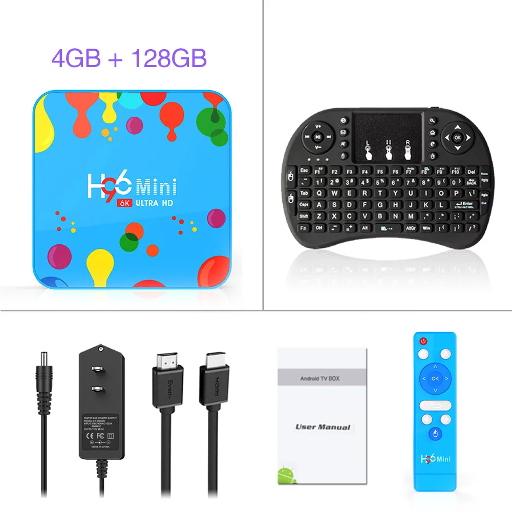 H96 Мини Android 9,0 ТВ приставка Allwinner H6 6K H.265 USD3.0 двойной Wifi HDR Поддержка Google плеер Youtube телеприставка 4 ГБ 32 ГБ 128 ГБ - Цвет: 4G 128G i8 nobacknit