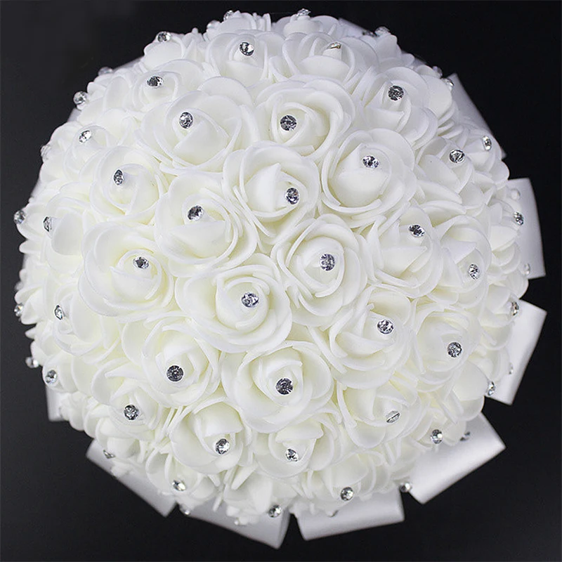 Свадебный букет невесты с жемчугом бисером Романтический букет невесты Foamflowers Ramo De Boda цветы невесты белый атлас