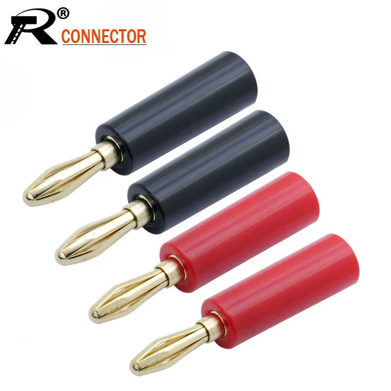 100 шт./лот Banana Plug Gold Plated Динамик Plug Разъем Банана аудио адаптер 5 пар красный + черный оптовая продажа