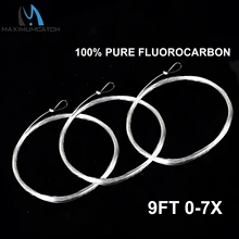 Maximumcatch Tapered Leader Fly Fishing Line 100% Pure Fluorocarbon 9ft 0-7X Leader Line with Loops Clear Color Fishing Cord maximumcatch 7 5ft 9ft 12ft 15ft 0x 6x tapered leader with loop nylon fly fishing line free combo