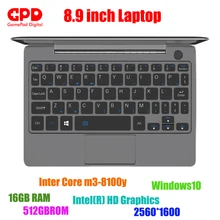 Новое поступление, GPD P2 Max, 8,9 дюймов, ноутбук с сенсорным экраном, четырехъядерный m3-8100y, 16 ГБ, 512 ГБ, мини-ПК, карманный ноутбук, ноутбук, Windows 10