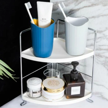 

Double layer storage rack bathroom toiletries finishing rack kitchen condiment shelf triangle storage rack wx8110953