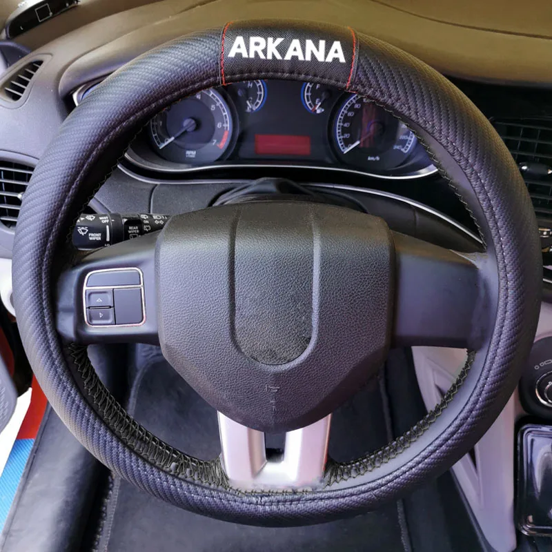 

For Renault Arkana 38cm Car Carbon Fiber Leather Steering Wheel Covers Cap Steering Wheel Cover Car Interior Accessories