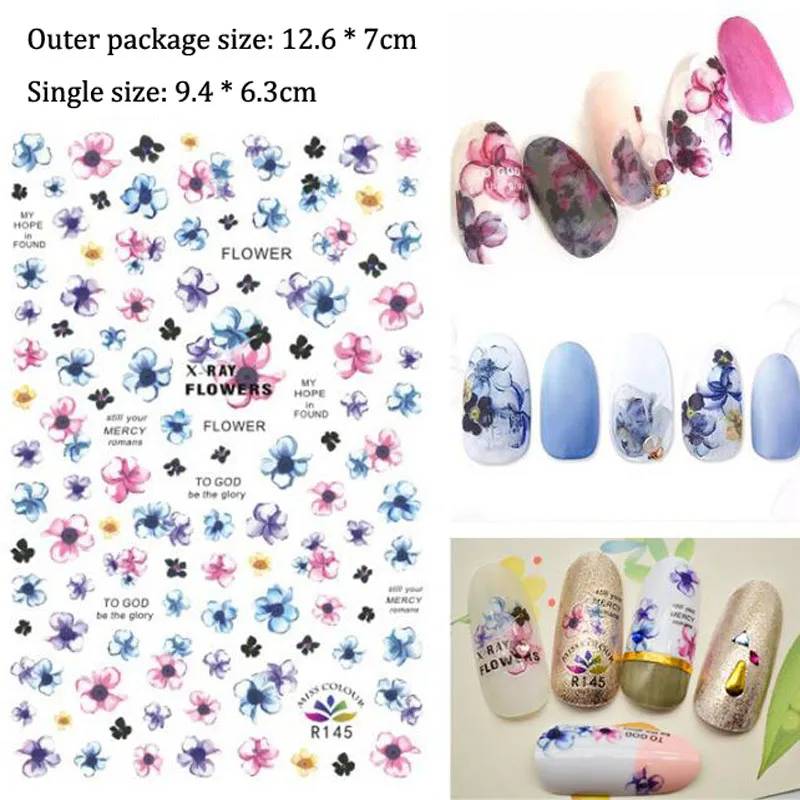 

Mini Flower Nail Sticker Watercolor Translucent DIY Album Mobile Phone Decoration Scrapbook Office School Supplies Stationery