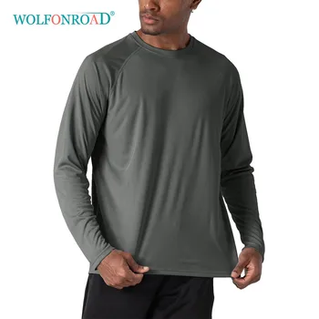 WOLFONROAD Outdoor Anti-UV Quick Dry Men's UPF 50 Long Sleeve T-Shirts Sun Protect Skin Fishing Hiking Sun Block Shirts Tops Men 2