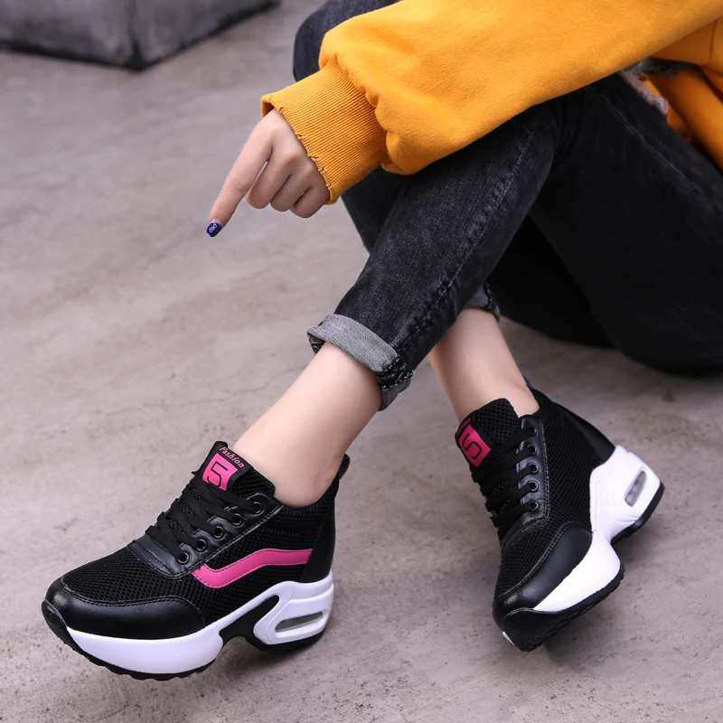 Г., новые кроссовки на платформе повседневная обувь из дышащего материала модная женская обувь, увеличивающая рост Chaussure Femme