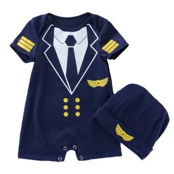 

Fashionable and Comfortable Cartoon Fake Two-piece Uniform Baby Boys' Rompers