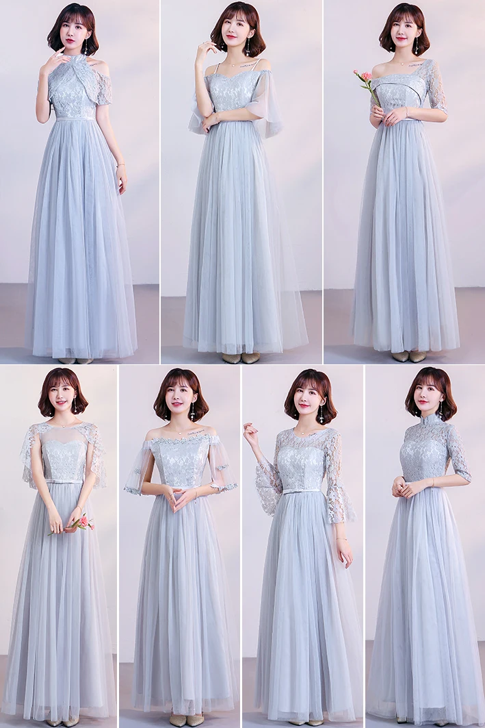 

Long Dress for Wedding Party for Woman Gray Plus Size Bridesmaid Dresses Elegant Vestido Azul Marino Sexy Prom Club Dress Simple