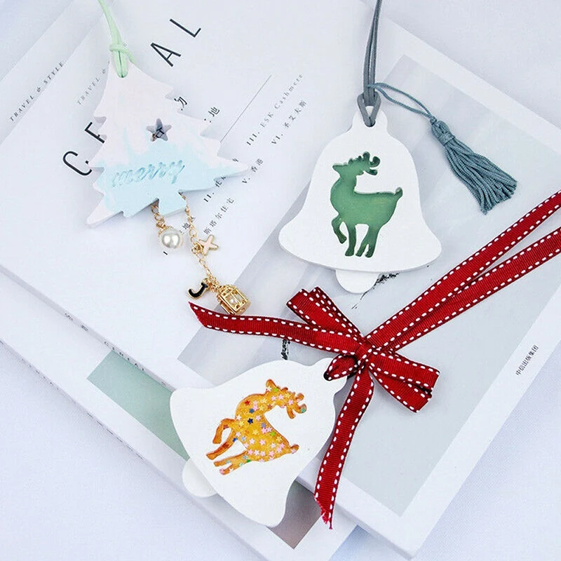 Silicone Mold Crystal Epoxy Resin Christmas Tree Elk Pendant Casting DIY Crafts Hanging Tags Jewelry Making