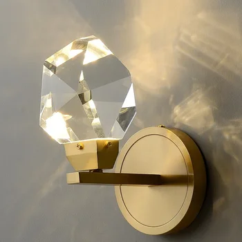 

Fashion Crystal Sconce LED Wall Light Fixtures Bedroom Nordic Wall Lamp Modern Creative Beside Copper Mirror Lights wandlamp