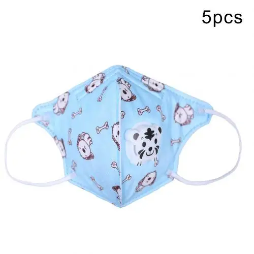 Blue 5pcs 5 шт мультфильм собака нетканые Анти-пыль рот маска с дыхательным отверстием - Цвет: Blue 5pcs