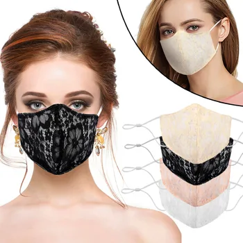 

Humidifiers Mask Lace Pattern Cotton Folding Ear-type Mask 5pcs Mascarillas Washable Reusable Face Mask Adult Masque#ljc