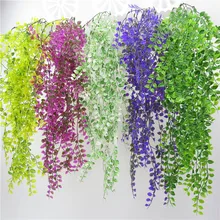 Artificial Weeping Willow Plant Vine Wall Hanging Home Balcony Garden Decoration Fake Flower Peach Leaf Rattan Green Plant Ivy