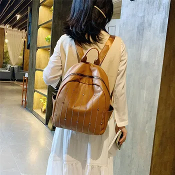 

New Waterproof Nylon Backpack For Women Fashion Women's Outdoor Simple Retro Zipper Contrast Color Backpack Travel Bag V11