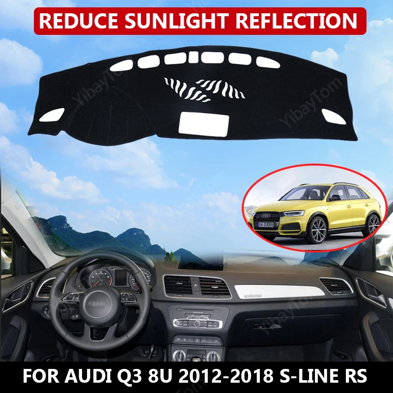 

Коврик для приборной панели для Audi Q3 8U 2012-2018 S-line RS, бархатный чехол для автомобильной приборной панели, Черные Блоки, пылесос, шум, автомобильные аксессуары