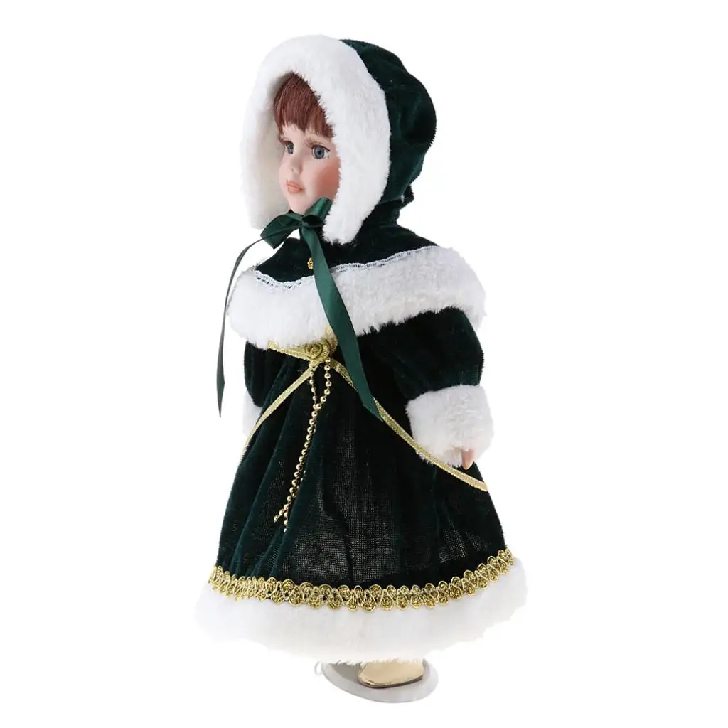 1/6 Victorian Porcelain Doll In Winter Plush Clothes with Stand Action Figures Accessory Home Decor Kids Children Birthday Gifts