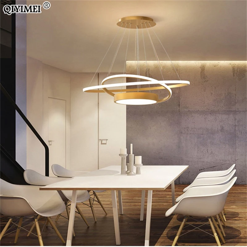 Black White Golden Color Led Modern Pendant Lights For Dining Living Room Kitchen  AC85-265V  Indoor Hanglamp Fixtures Abajur