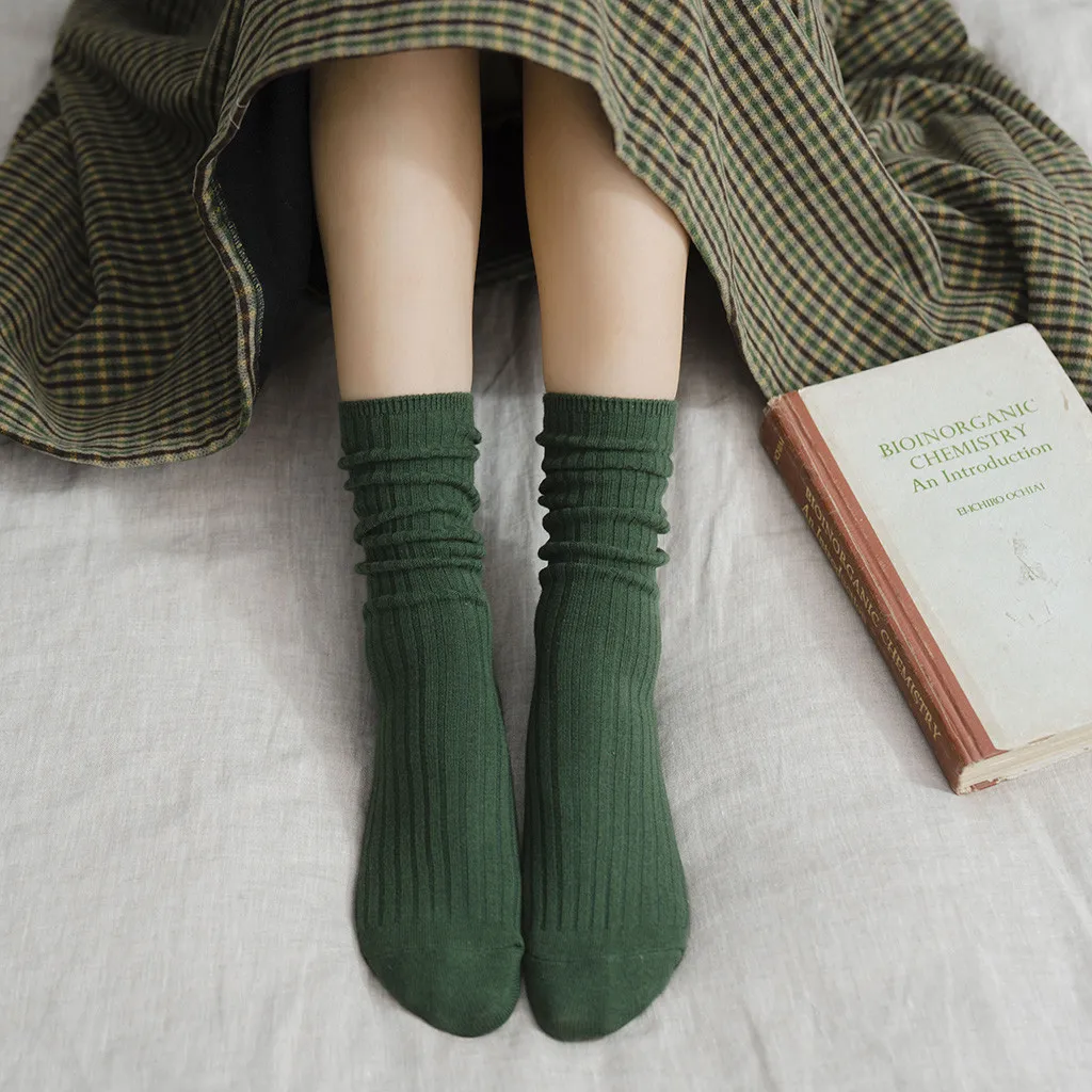 5 пар детских носков Для женщин средней длинны, без пятки, носки из хлопка однотонноные женские теплые мягкие носки Для женщин и девочек; Сезон Зима; удобные носки, calcetines mujer FN65