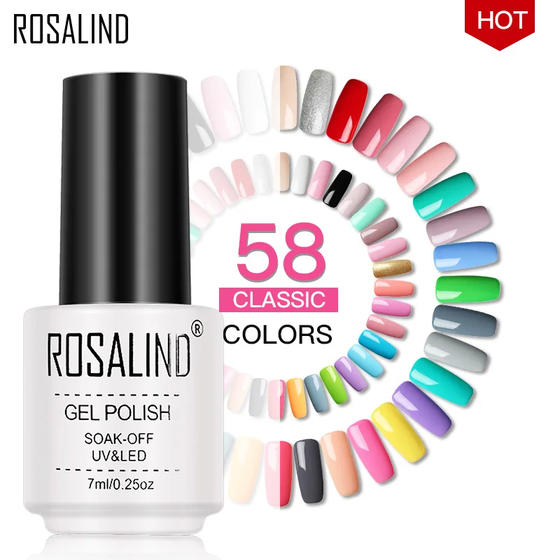 

ROSALIND Gel Nail Polish Semi Permanent Nail Art Base And Top Coat Hybrid Varnishes All For Manicure Gel Lacquer Polish Primer