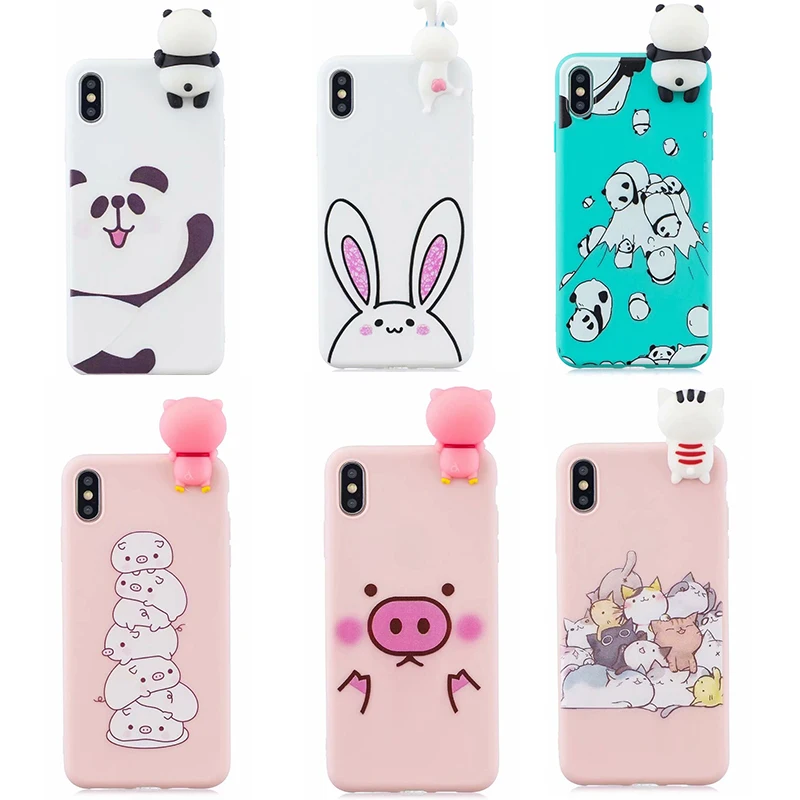 3D Cartoon Pattern case for iPhone X XR XS MAX Fashion Sweet Girl silicone Cover on 5 5S 6 6S 7 8 Plus fundas |