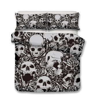 

Modern Skull Skeleton Bedding Set Boys Gift 1PC Duvet Cover with Pillowcases 100% Microfiber Twin/Full/Queen/King