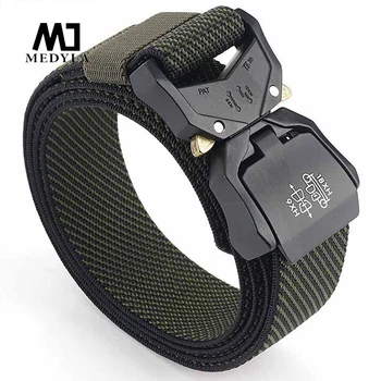 

MEDYLA men's elastic tactical belt premium elastic fiber hard metal quick release buckle military army belt outdoor sports belt