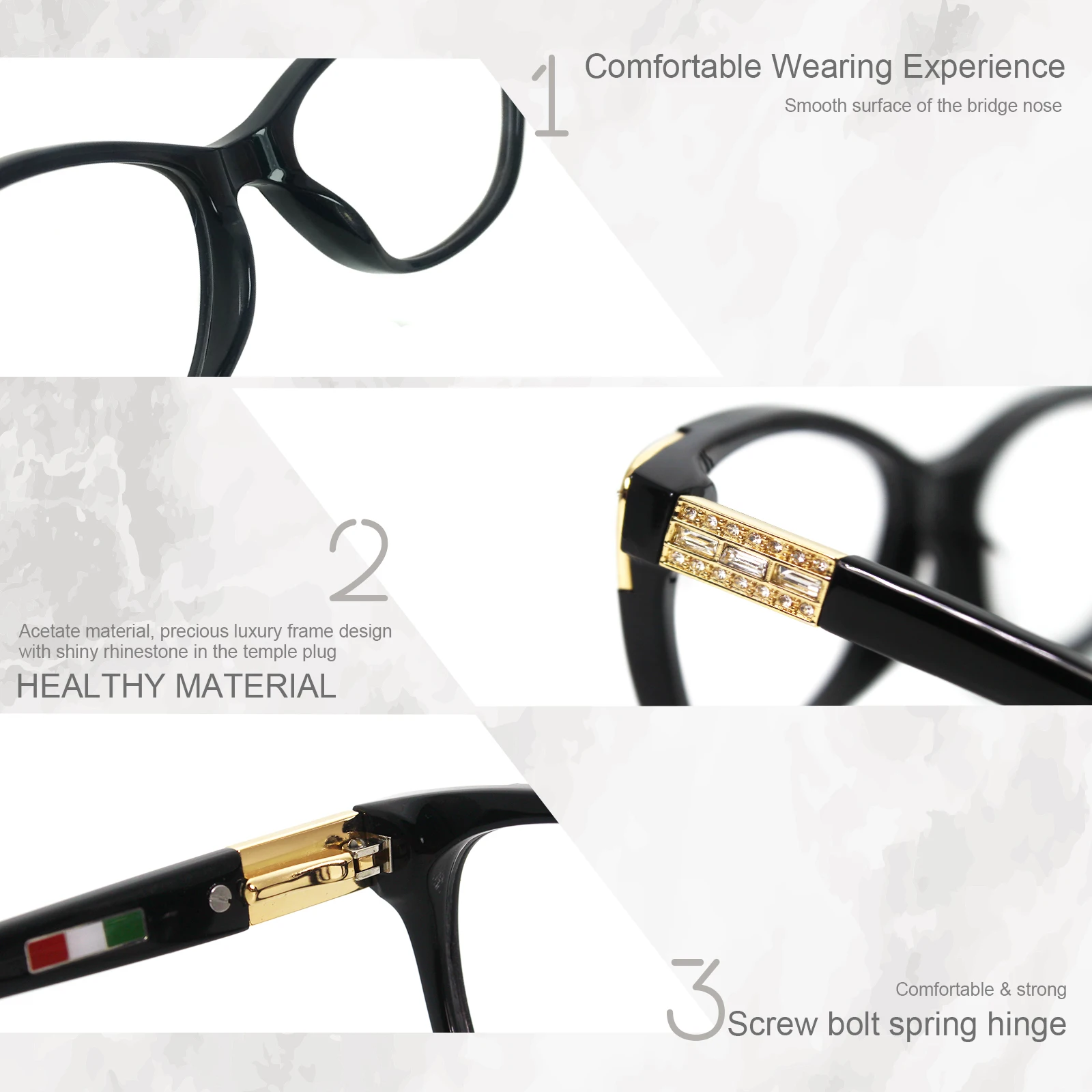 Женские брендовые качественные очки Vogue Дизайн без оправы со стразами три цвета на выбор 601R