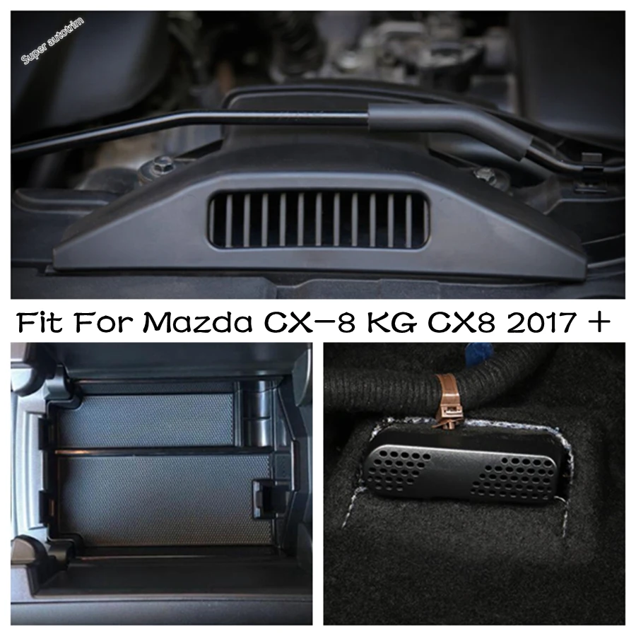 

Engine Air Inlet Vent / Seat Bottom AC Outlet Cover Sticker Black Interior Parts For Mazda CX-8 KG CX8 2017 - 2021 Storage Box