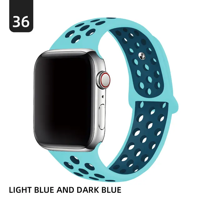 Silicone Strap For Apple Watch band 40mm 44mm 38mm 42mm 44 mm Rubber watchband smartwatch bracelet iWatch series 3 4 5 6 se band Light blue dark blue