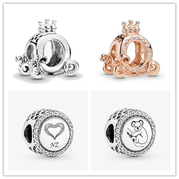 

925 Sterling Silver Bead Charm Polished Crown O Carriage Charm Fit Pandora Bracelets & Necklace Women Diy Jewelry