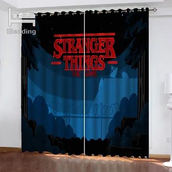 

1Set Hot Stranger-things Horror Movie Living Room Curtain Waterproof Curtain POD Customized Photo Polyester Decor
