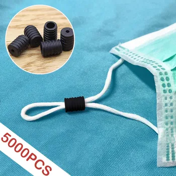 

5000pcs Plastic Black Cord Lock Toggles Drawstrings Face Cover Elastic Cord Adjuster Non Slip Drawstring Stopper Clasp Stop