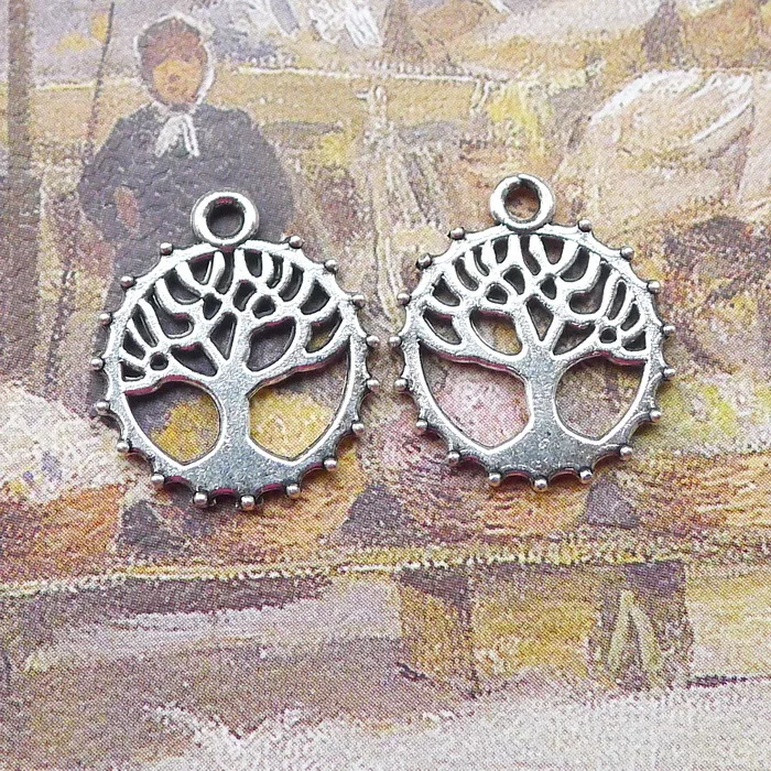 

30pcs/Lot 16x18mm Antique Silver Color Hollow Life Tree Charms Pendant For Jewelry Making DIY Jewelry Findings
