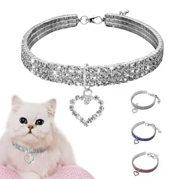 

Luxury Dog Collar Heart Shaped Pendant Crystal Necklace Kitten Puppy Collar Fashion Personalized Dog Collar