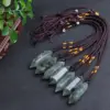 Natural Double Terminated Pointed Crystal Column Labradorite Moonstone Pendant Gemstone Reiki Healing Crystals Amulet Necklace 2