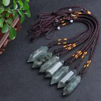 Natural Double Terminated Pointed Crystal Column Labradorite Moonstone Pendant Gemstone Reiki Healing Crystals Amulet Necklace 2